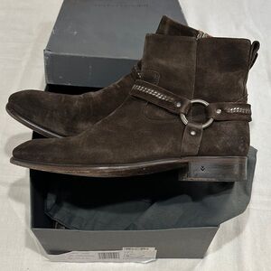 John Varvatos dark brown Eldridge harness boot